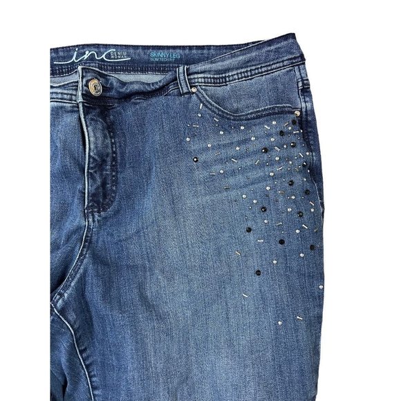 24W INC International Concepts Women's Embellished Jeans Skinny Leg Slim Tech Fi - Picture 4 of 10